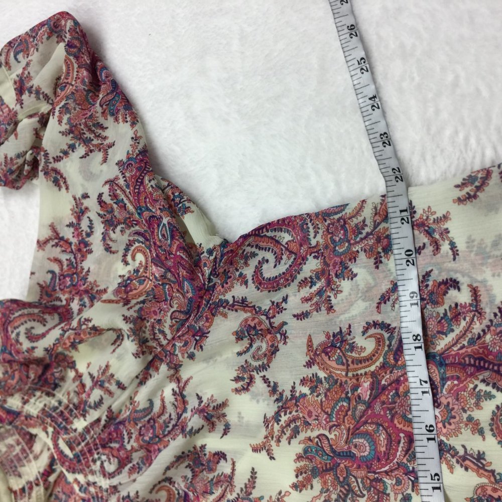 Women's Ivory Paisley Tie-Neck Blouse - Picture 12 of 14